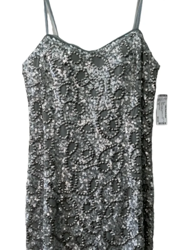 Adrianna Papell Size 12 Silver Polyester Strapless All Over Sequins Dress