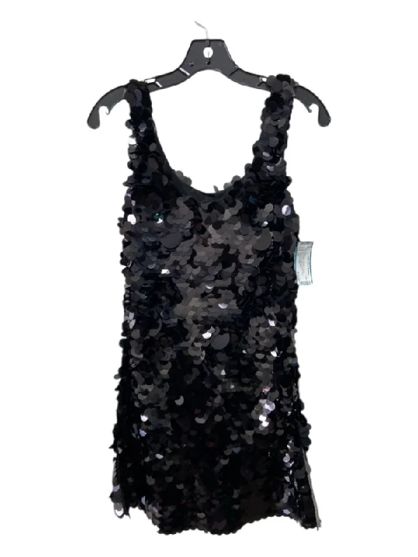 Cynthia Rowley Size XS Black Polyester Sequin Sleeveless Bias Cut Dress