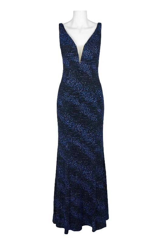 Immediate Apparel - Sleeveless V Neck Bodycon Glitter Knit Evening Gown 59921SC