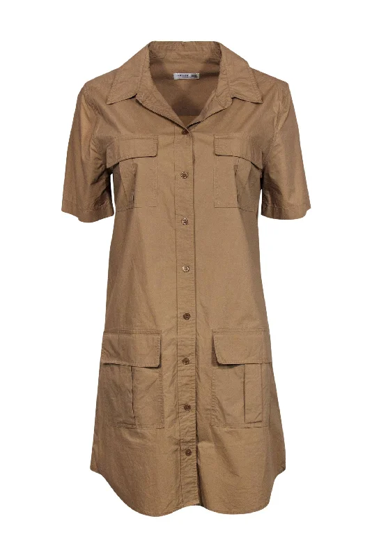 Equipment - Khaki Button-Up Cotton Shirt Dress w/ Pockets Sz M