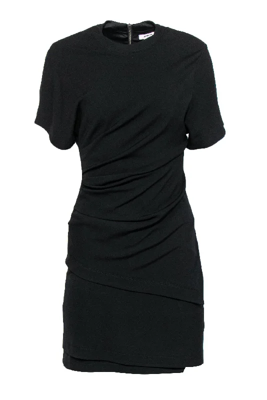 Helmut Lang - Black Ruched Side Fitted T-Shirt Dress Sz 0