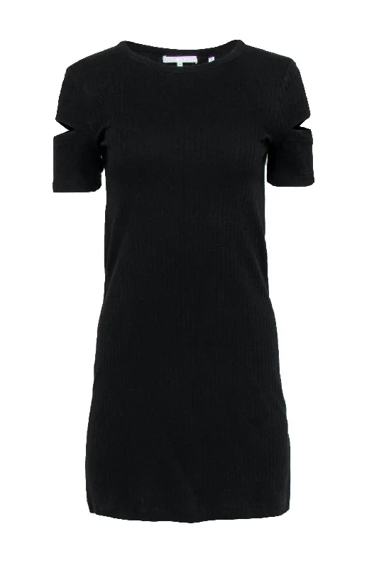 Helmut Lang - Black Ribbed T-Shirt Dress w/ Cutouts Sz S