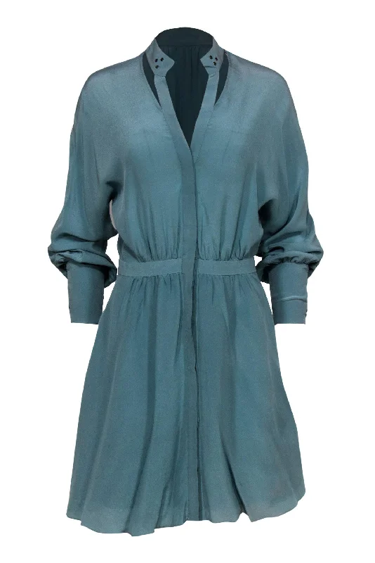 Leifsdottir - Robin Egg Blue Silk Shirtdress w/ Cutouts Sz 6