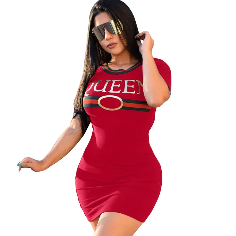 Letter Shirtdress For Women #Red