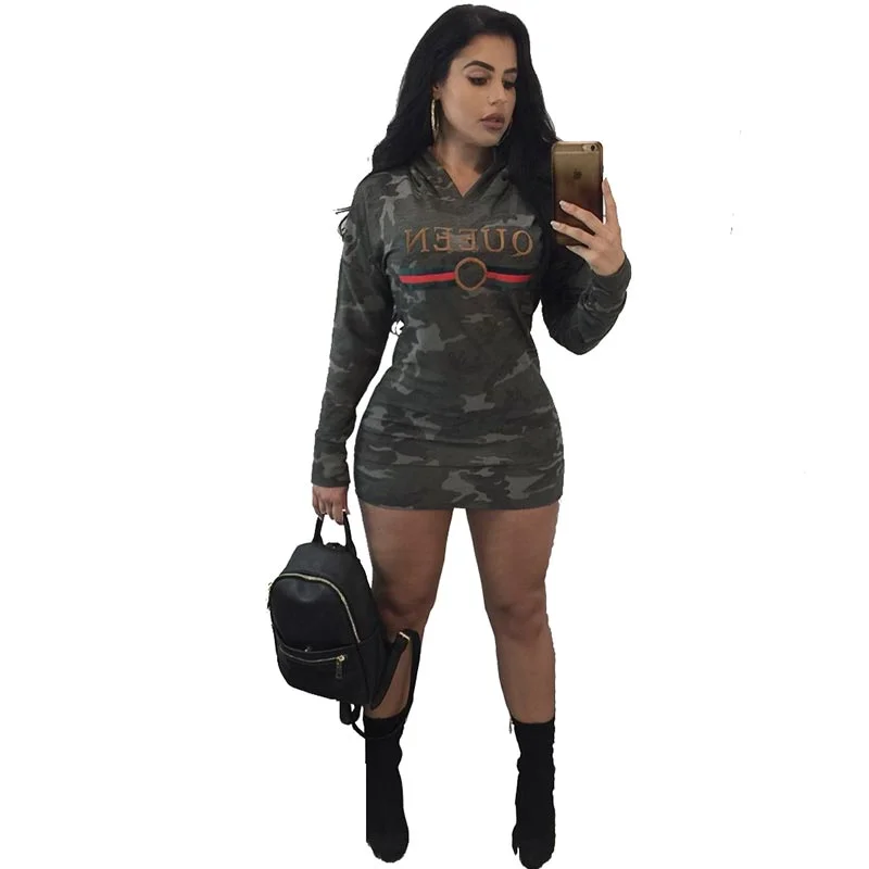 Noah Camo Print Hooded Sweatshirt Dress #Sweatshirt Dress