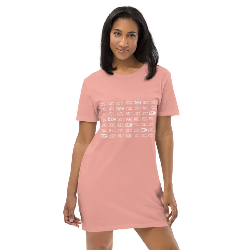 KIC Organic Cotton T-Shirt Dress in Black or Pink with Echo Print