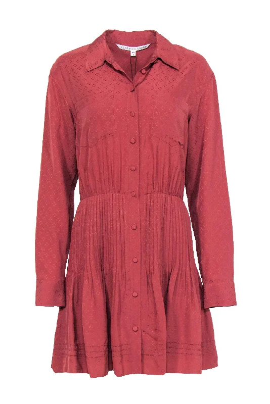 Veronica Beard - Dusty Rose "Rory" Polka Dot Pleated Shirt Dress Sz 6