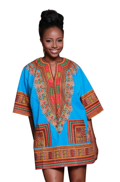 Women Traditional African Print Dashiki Shirt Dress